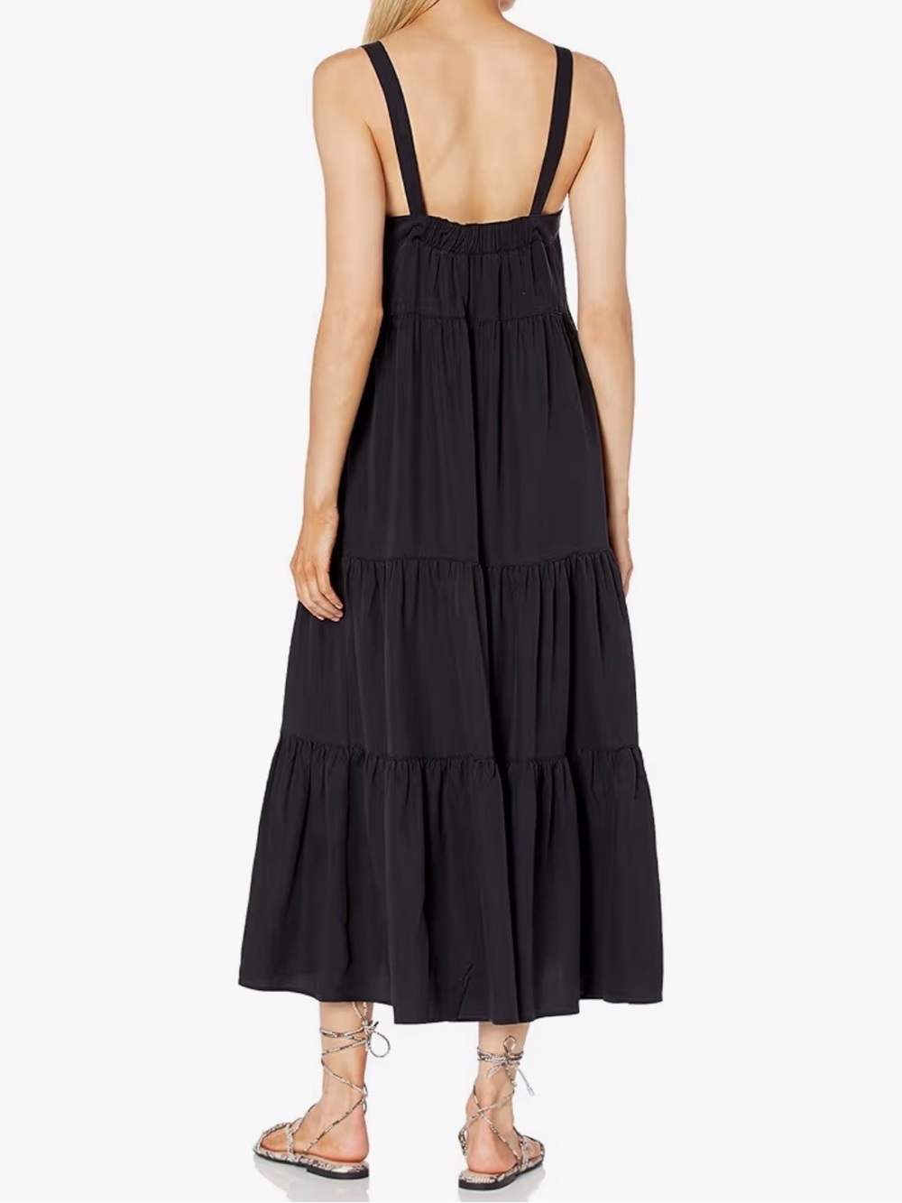 The Drop Britt Maxi Dress Black Tiered Boho Resort Sundress Medium Large 2XL - Picture 2 of 5
